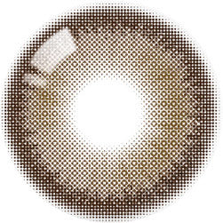 Design of the Olola Muted Choco colored prescription contact lenses from Eyecandys on a white background, showing detailed dotted patterns designed to enhance the iris.