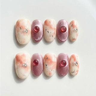 Raspberry_Ripple_Medium Oval Press-On_Nails