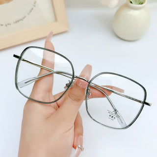 pine EyeCandys Rini Oversized Square Glasses Prescription Reading Glasses with Vintage Colorful Eyewear Frames available in Blue Light Blocking