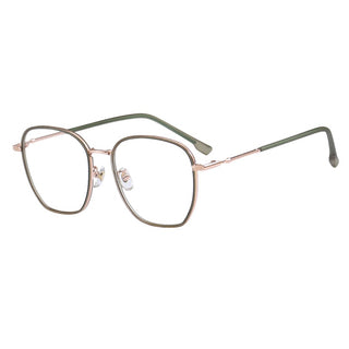 Therese Oversized Square Glasses prescription eyeglasses, available in blue light blocking lenses and in readers with magnification, from EyeCandys. Pictured is the matte green color.