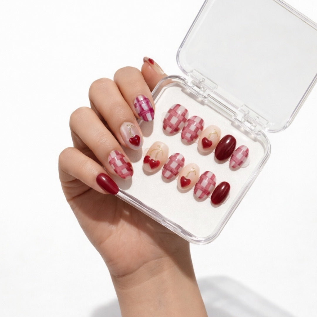 Very Cherry Round 3D Art Press-On Nails – EyeCandys®