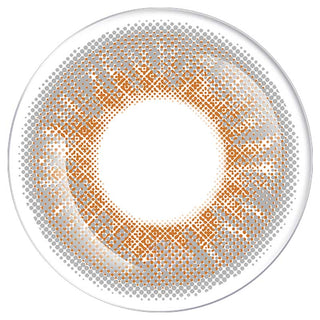 Bausch & Lomb Lacelle Dear Brown (30pk) by Bausch & Lomb features a circular lens design with small orange and gray dots in a gradient ring and a clear center—ideal for anyone wanting stylish coloured contact lenses.