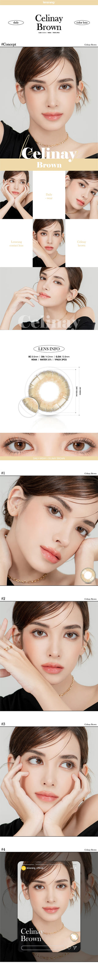 Lensrang Celinay Brown Color Contact Lens - EyeCandys
