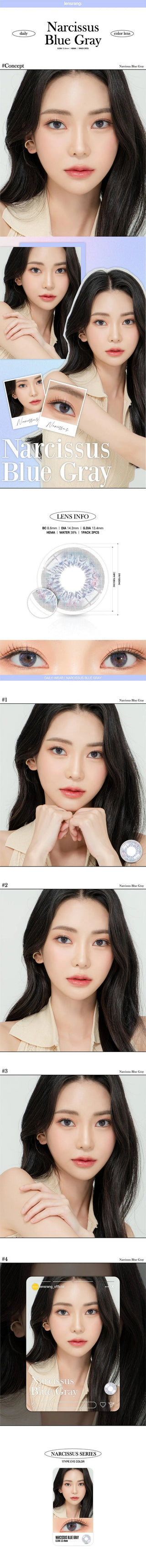 Lensrang Narcissus Blue Grey Color Contact Lens - EyeCandys