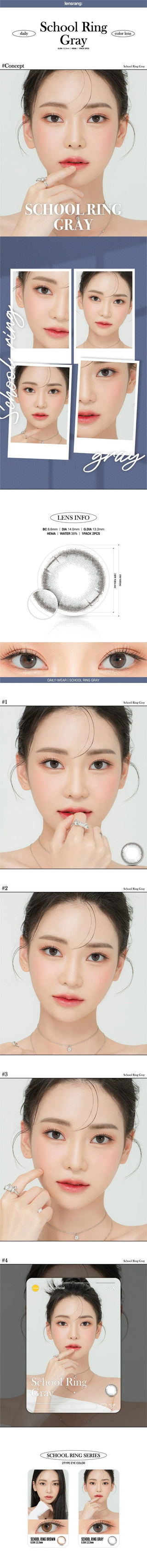 Lensrang School Ring Grey Color Contact Lens - EyeCandys