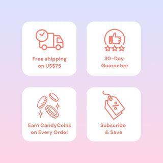 EyeCandys promotions: free shipping on US$75+, 30-day satisfaction guarantee, earn CandyCoins on every order, subscribe and save on colored contacts and eyewear