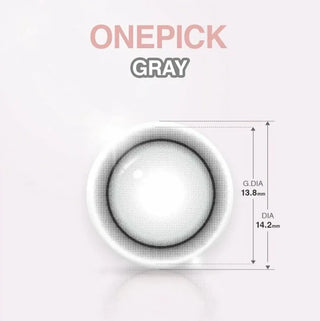 EyeCandys I-Girl One Pick Natural Gray contact lens design and diameter close-up, natural looking cosmetic lenses