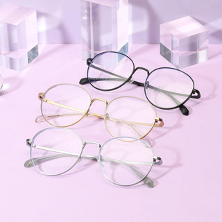 Eyecandys Luna Round Glasses for women, stylish blue light blocking reading glasses and prescription eyewear