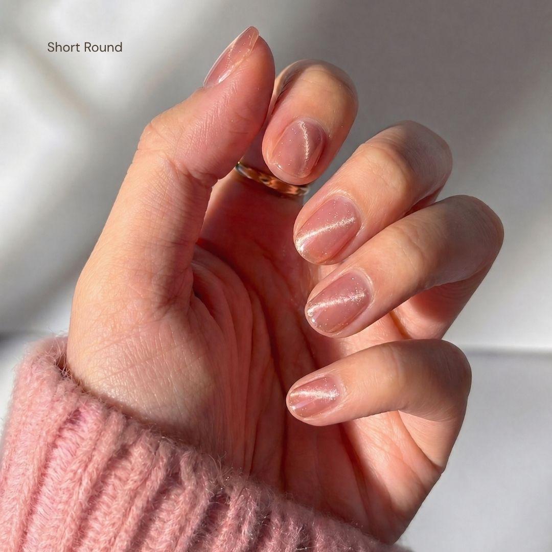 Grapefruit Soda Short Oval Gradient Ombre Press-On Nails