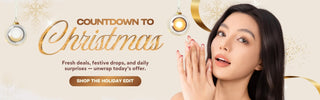 EyeCandys Christmas Holiday promotion featuring a model with long lashes wearing Sunlit Hazel colored prescription lens.
