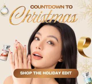 Christmas Holiday Sale: EyeCandys Sunlit Hazel prescription colored contact lens worn by model, highlighting vibrant and natural hazel eye color.
