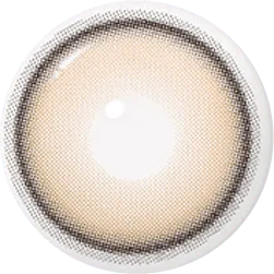 Design of the i-Sha Dekame Hug Me Brown coloured contact lens from Eyecandys on a white background, showing the pixel dotted detail and limbal ring.
