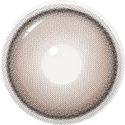 Design of the i-Sha Dekame Hug Me Taupe coloured contact lens from Eyecandys on a white background, showing the pixel dotted detail and limbal ring.