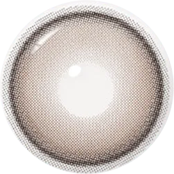 Design of the i-Sha Dekame Hug Me Taupe coloured contact lens from Eyecandys on a white background, showing the pixel dotted detail and limbal ring.