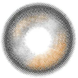 Design of the i-Sha Oriana Edge Plus 1-Day Shade Grey (10pk) coloured contact lens from Eyecandys on a white background, showing the pixel dotted detail and limbal ring.