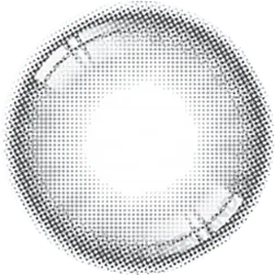 Design of the i-Sha Serenity Grey coloured contact lens from Eyecandys on a white background, showing the pixel dotted detail and limbal ring.