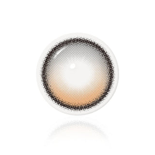 The i-Sha One Pick Only One Dusty Brown contact lens by i-Sha is a single lens featuring a 3-tone gradient design with seamlessly blended brown and black hues for a natural enhancement, displayed on a white background.