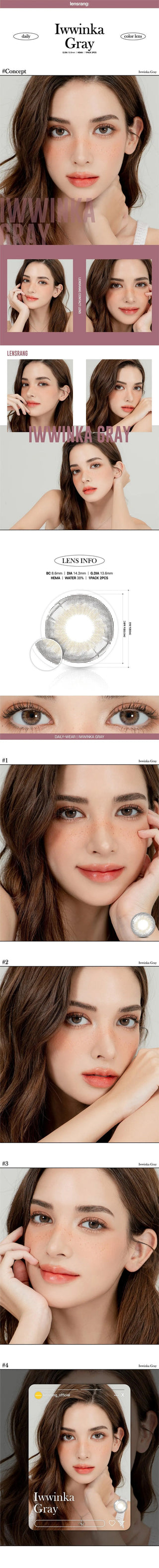 Lensrang Iwwinka Grey Color Contact Lens - EyeCandys