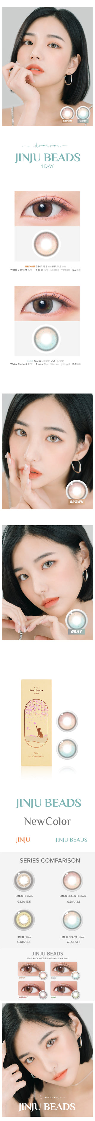 DooNoon Jinju Beads 1-Day Grey (10pk) Colored Contacts Circle Lenses - EyeCandys