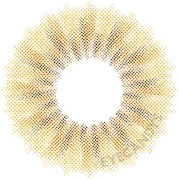 Design of the Lensrang Ailleen Brown prescription colour contact lenses from Eyecandys on a white background, showing the fine pixel detail and enlarging limbal ring.