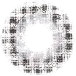 Design of the Lensrang Credit Grey prescription colour contact lenses from Eyecandys on a white background, showing the fine pixel detail and enlarging limbal ring.