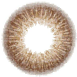 Design of the Lensrang Hibiscus Rich Brown prescription colour contact lenses from Eyecandys on a white background, showing the fine pixel detail and enlarging limbal ring.