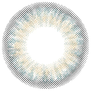 Graphic design of Lilmoon Monthly Ocean (Prescription) circle contact lens packaging with dot pattern and detailed limbal ring, designed to enlarge the eyes