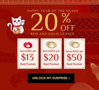 EyeCandys Red Pocket New Year Sale – 20% Off Prescription Colored Contact Lenses for a Limited Time