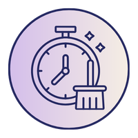 Icon of a clock and brush symbolizing long-lasting wear, highlighting durable nail polish or gel that stays intact for extended periods without fading or chipping