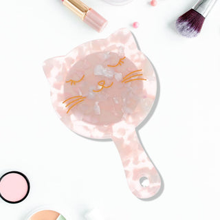 MooMoo Pink Cat Handheld Mirror Color Contact Lens - EyeCandys