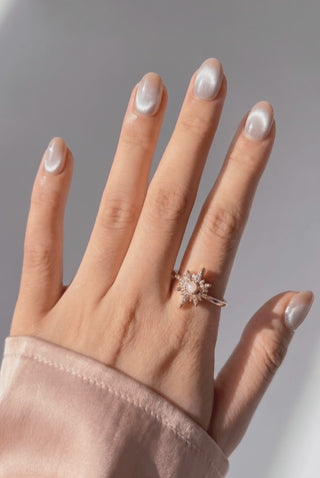 Dune Cat press-on nails worn on hand