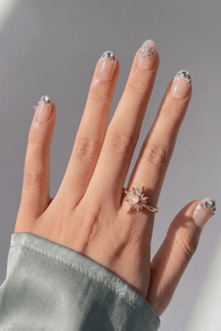 Crystal Cuff press-on nails worn on hand