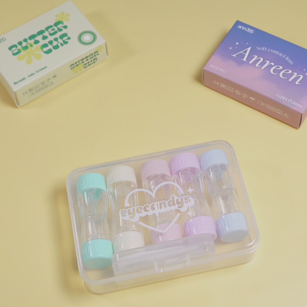 EyeCandys contact lens case designed for storing and protecting colored contact lenses, featuring a compact and convenient accessory for daily lens care and maintenance.