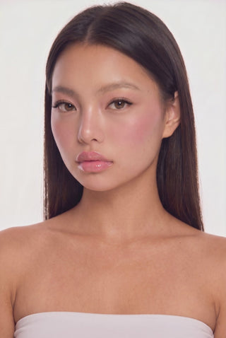 EyeCandys Fluffy 03 lashes on a model, highlighting textured false eyelashes for a soft glam beauty look.