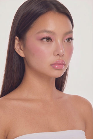 EyeCandys Fancy 03 false lashes on a model, highlighting a decorative lash style for soft glam makeup.