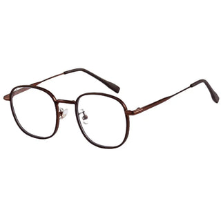 angled view of Stunner Square in Matte Toffee color prescription eyeglasses, available in blue light blocking lenses and in readers with magnification, from EyeCandys