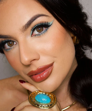 Cosplay of Disney Princess Jasmine with EyeCandys Sugarlook Brown prescription colored contact lens for costume