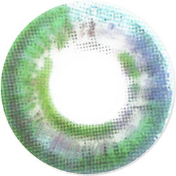 Design of the Prism Grey rainbow-colored contact lens from Eyecandys on a white background, showing the pixel detail.