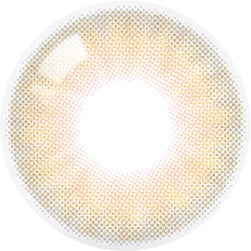 Design of the Olola Amuse Brown (KR) colored prescription contact lenses from Eyecandys on a white background, showing detailed dotted patterns designed to enhance the iris.