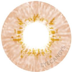Pink Label Dewy honey contact lens pattern design, showing iris-mimicking detail