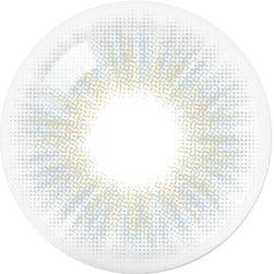 Design of the Olola Heiress Grey (KR) colored prescription contact lenses from Eyecandys on a white background, showing detailed dotted patterns designed to enhance the iris.