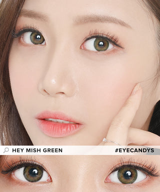 Pink Label Hey Mish Green Natural Color Contact Lens for Dark Eyes - EyeCandys