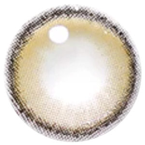 Design of the i-DOL Roze Airy Olive Green coloured contact lens from Eyecandys on a white background, showing the dotted patterns meant to mimic those of the human iris.