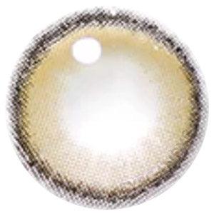 Design of the i-DOL Roze Airy Olive Green coloured contact lens from Eyecandys on a white background, showing the dotted patterns meant to mimic those of the human iris.