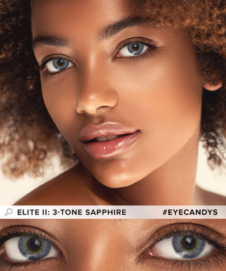 Innovision Elite II: 3-tone Sapphire Natural Color Contact Lens for Dark Eyes - EyeCandys