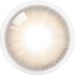 Design of the Olola Mellows Cotton Brown (KR) colored prescription contact lenses from Eyecandys on a white background, showing detailed dotted patterns designed to enhance the iris.
