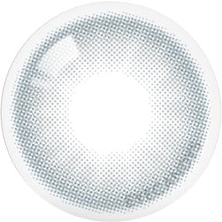 Design of the Olola Mellows Mystic Grey (KR) colored prescription contact lenses from Eyecandys on a white background, showing detailed dotted patterns designed to enhance the iris.