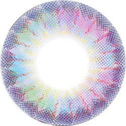 Starburst pattern of Pink Label Rio Grey Violet Color Contact Lens for Dark Eyes on a white background