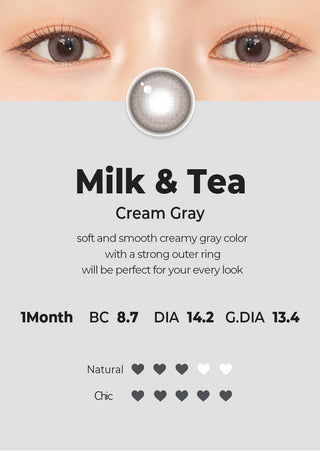 Chuu Milk & Tea Cream Grey Natural Color Contact Lens for Dark Eyes - EyeCandys