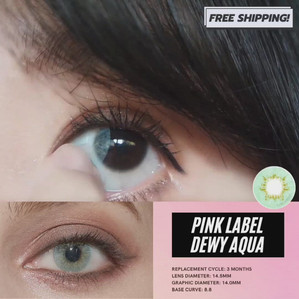 EyeCandys Pink Label Dewy Aqua colored contacts lens for dark eyes - EyeCandys